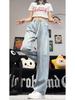 Jeans women's straight tube loose spring autumn and winter new high waist thin small wide leg mopping pants