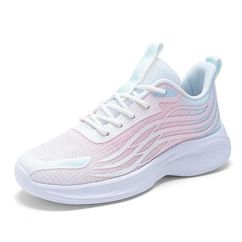 Women Breathable Soft Casual Sneakers Ladies Non-Slip Fitness Jogging Shoes Four Seasons Flying Weave Jelly Color Running Shoes