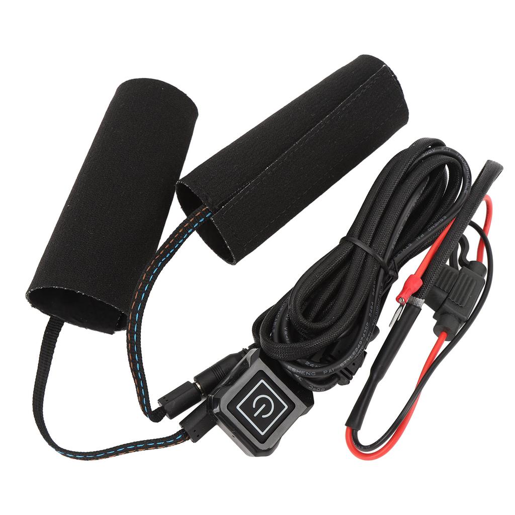 Motorcycle Heated Grip Cover 12V IP67 Water Resistant 3 Temperature Setting Hook and Loop Closure Motorcycle Handlebar