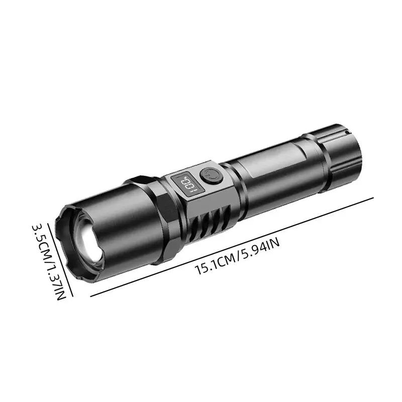 High Strong Power Led Flashlights 180000LM Tactical Torch with Display Light USB Charging Camping Fishing Emergency Zoom Lantern