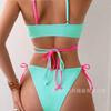 2025 New Color Matching Suspender Sexy Split Swimsuit Women's Three-point Bikini Beach Spa Swimsuit