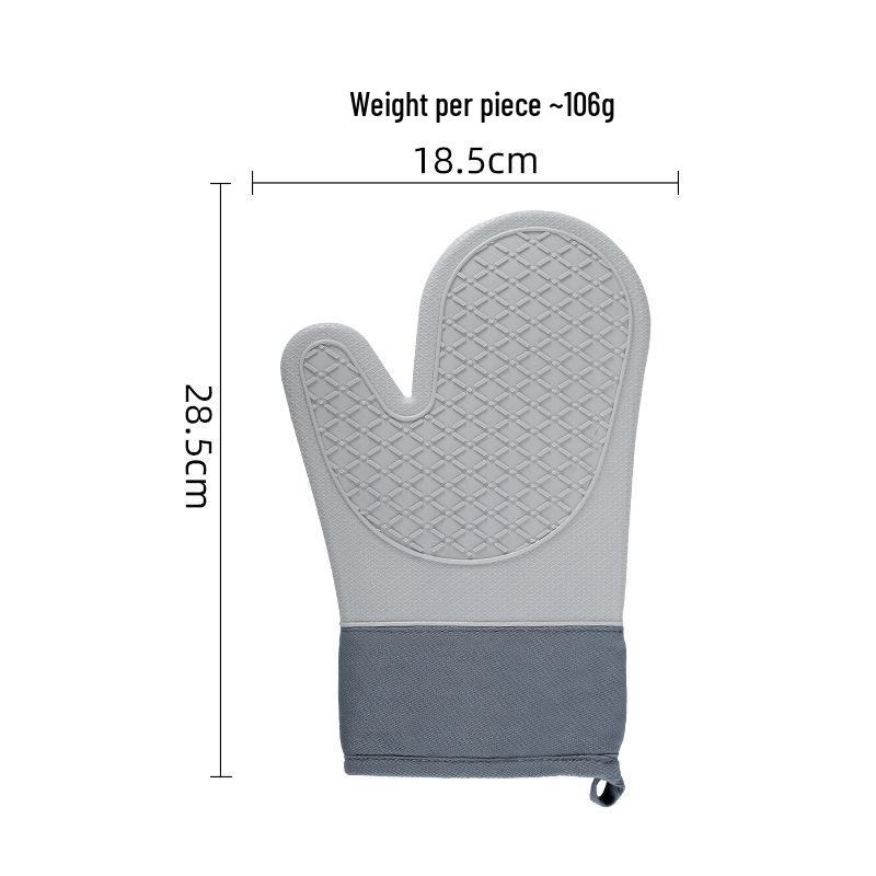 Silicone Heat-Resistant Anti-Slip Oven Gloves with Cotton Lining and Diamond Pattern