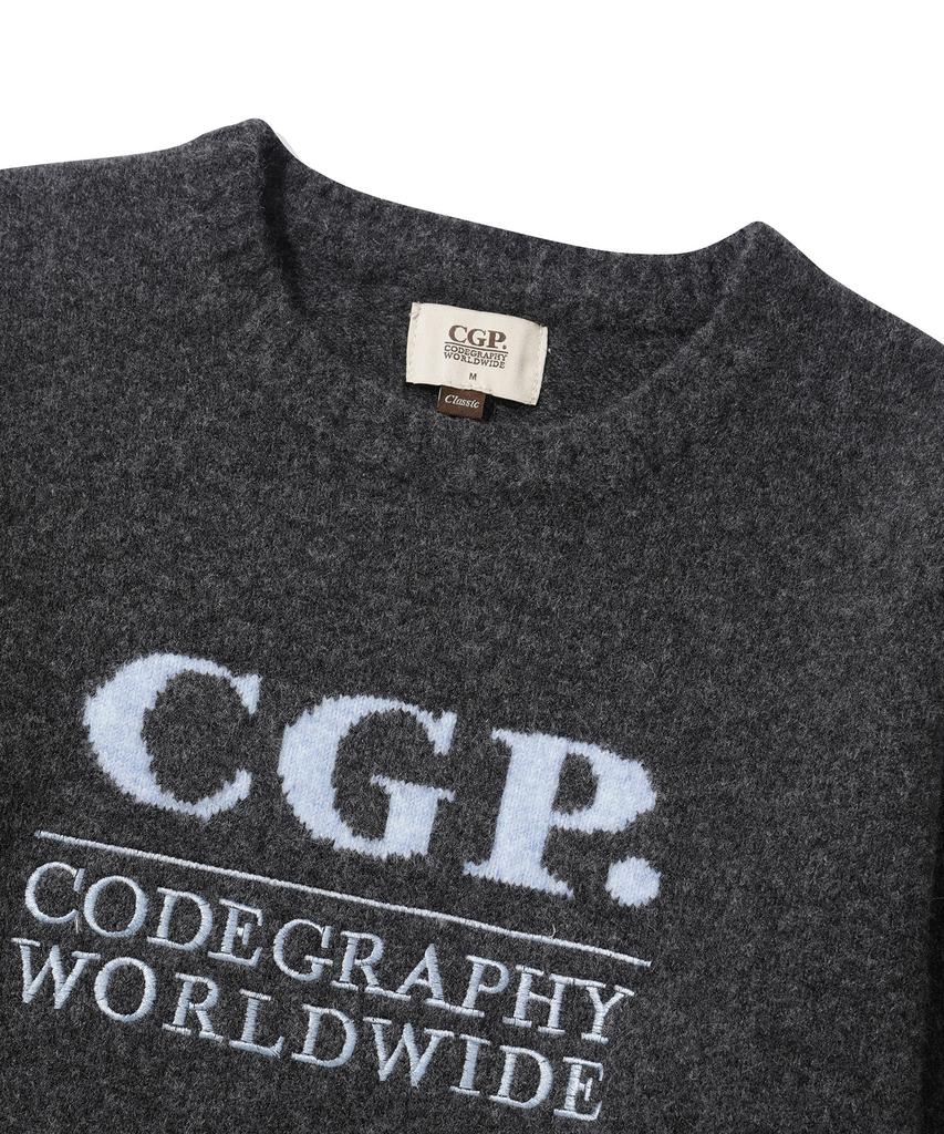 CGP (Women) Square Logo Two-Tone Knit_Charcoal