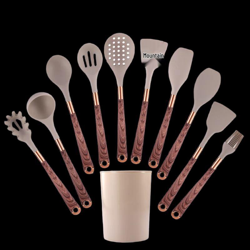 Yoshida Craftsman 11-Piece Wood Grain Non-Stick Kitchen Utensil Set