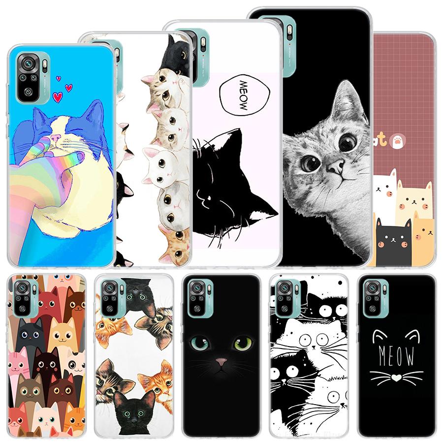 Cat Cute Kitten Cartoon Soft Case For Xiaomi Redmi Note 14 13 12S 11S 10S 12 Pro Plus Phone Cover 11 10 11E 11T Note14 Shell Coq