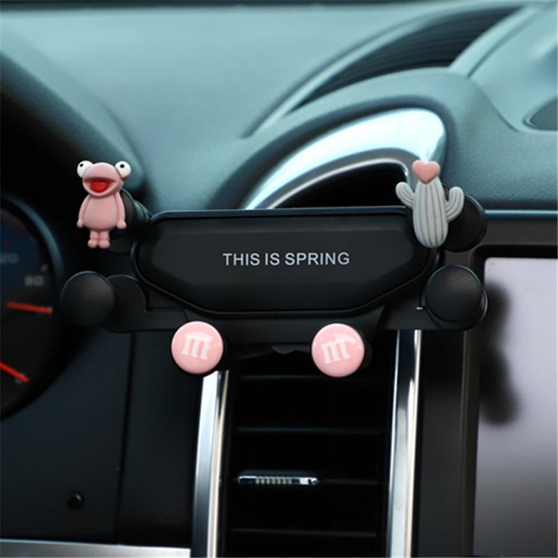 Soporte para teléfono móvil para coche de dibujos animados, soporte para teléfono móvil con gravedad de tendencia para coche lindo, soporte creativo para teléfono móvil telescópico para coche