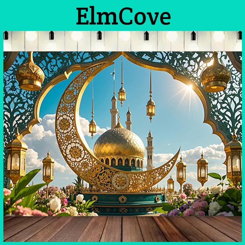 Mosque Lantern Mubarak Eid Moon Backdrop Banner Arabian Ramadan Mubarak Photo Background Islamic Muslim Festival Decor