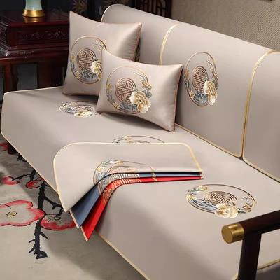 Chinesische Mahagoni Sofasitzkissenbezug High-End Massivholz Sofakissenbezug Stoff Rutschfest Arhat Bett Sofahandtuch Rückenlehnenhandtuch