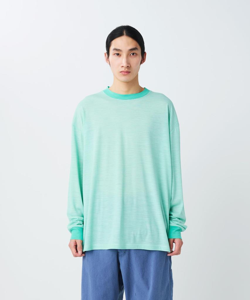 Summer Wool Stripe Long Sleeve for Men and Light Size M [Snow Peak] T-Shirt CS-26SU006 Long-sleeved T-shirt Women, Green,