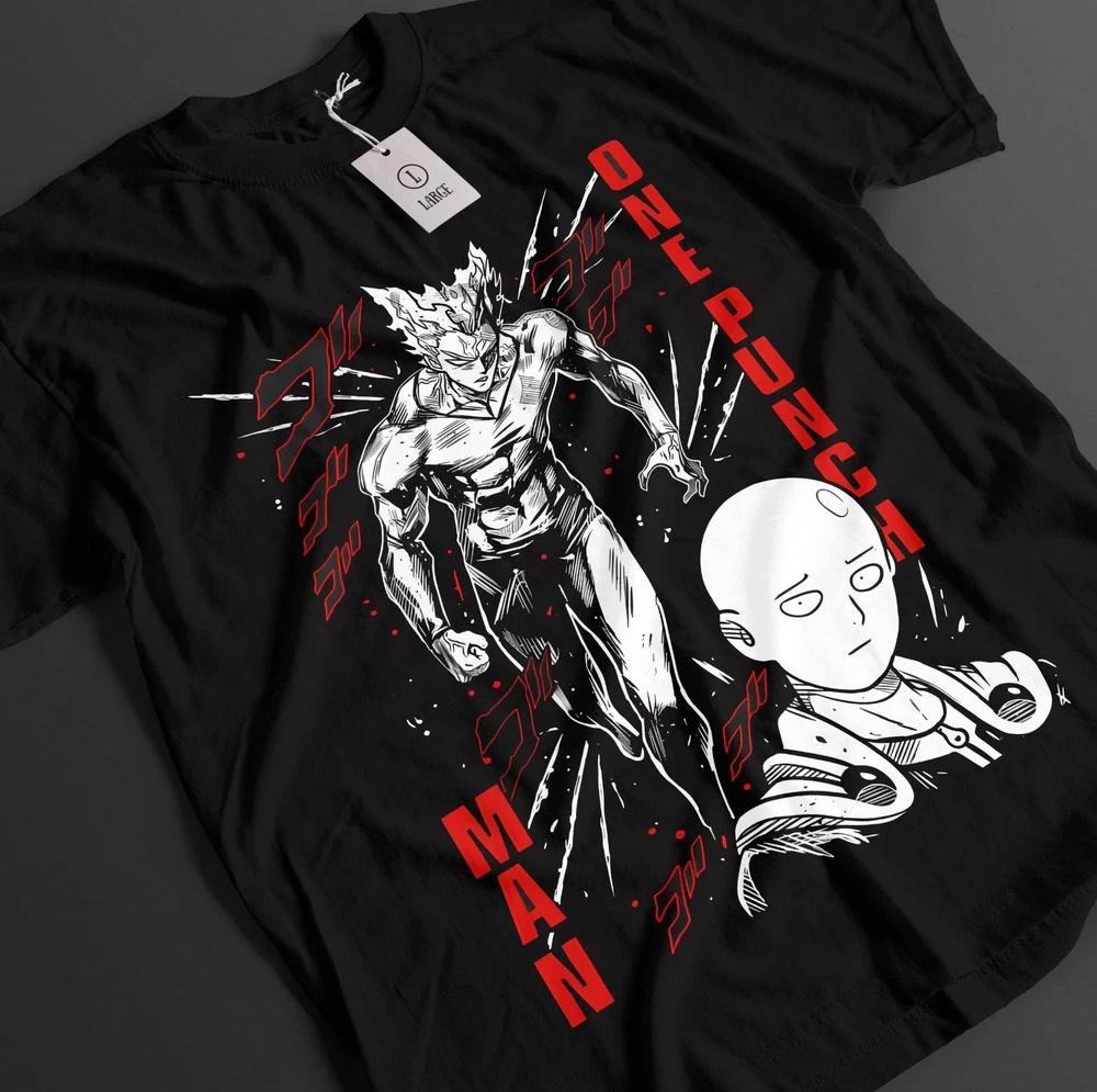 Anime One Punch Unisex Saitama Garou Funny Scene Black TShirt Size S4XL S