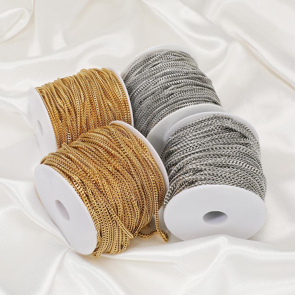 1 Meter Edelstahl Flach Quadrat Kubanische Ketten für Halskette Anhänger Verschlüsse Armbänder Zubehör DIY Schmuckherstellung Zubehör