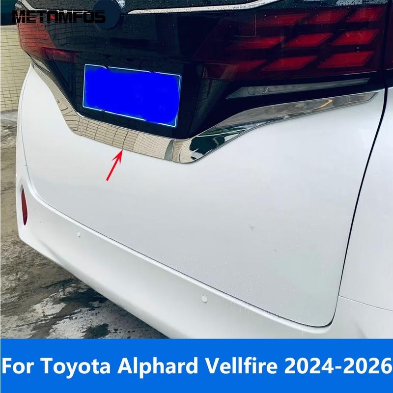 For Toyota Alphard Vellfire 2024 2025 2026 Chrome Tail Light Lamp Rear License Plate Number Plate Strip Trim Sticker Accessories