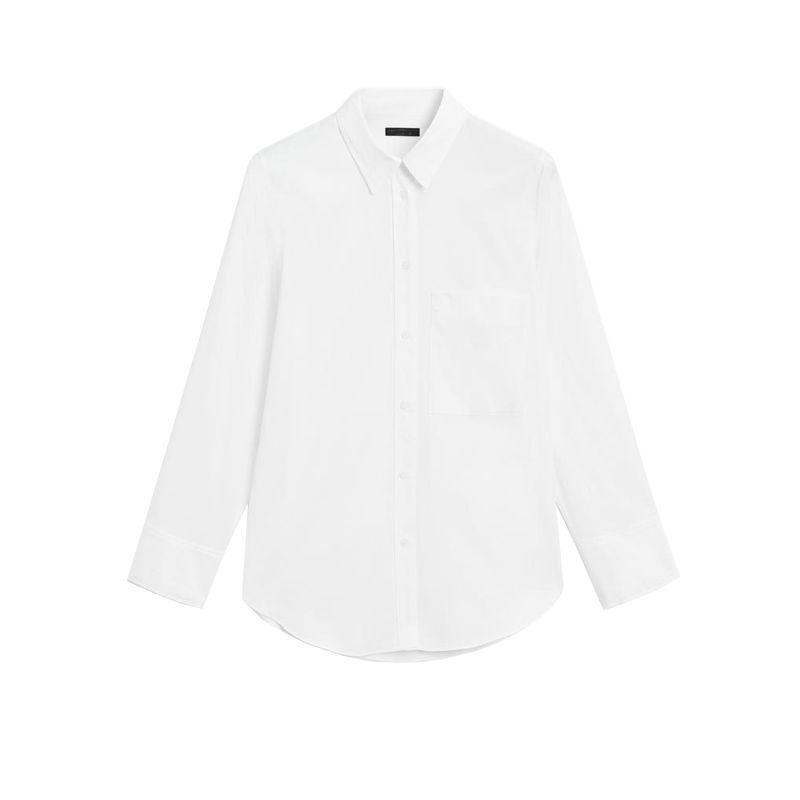 

MD Spring New Women s Clothing French-Style High-Intelligence-Sensing and Diligent Wind Pure Cotton Lapel Long Sleeve Shirt Tops 5169869 White L