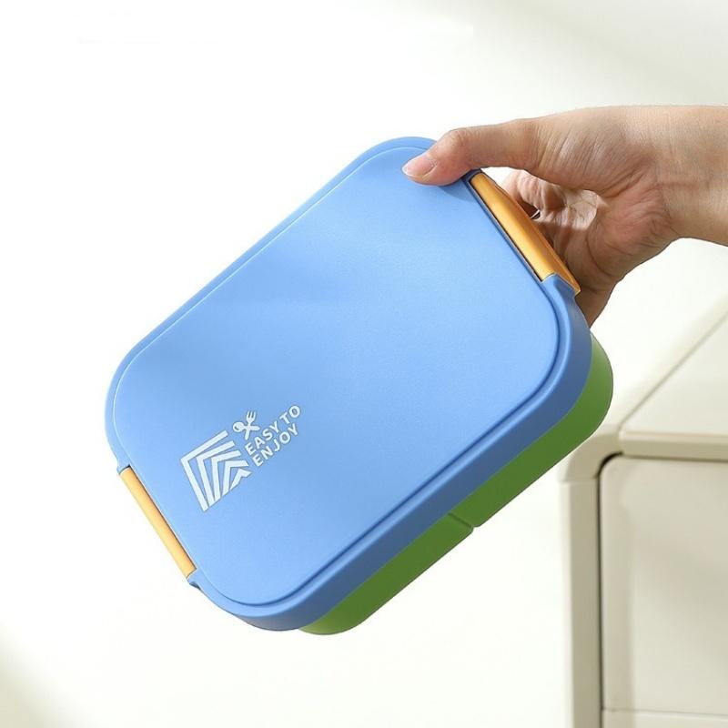 Portable Lunch Box Plastic Bento Box Microwave Heated Lunch Box with Fork&Spoon Tableware Picnic Food Fruit Container Dinnerware