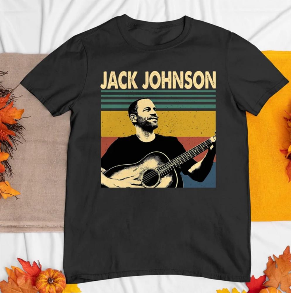 Jack Johnson Retro Vintage Guitar Black Size S M L 234XL Cotton cg716 Unisex T-Shirt
