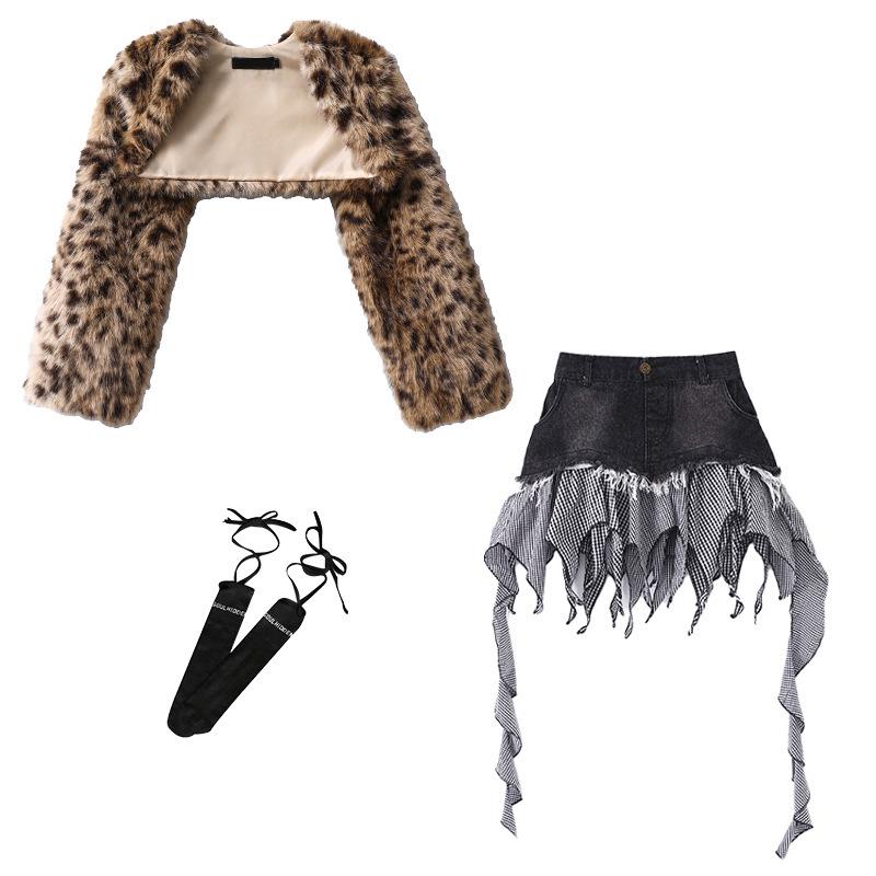 Dziewczęcy kostium do tańca jazzowego, jazz, cekiny, panterka, puszysta kurtka z długim rękawem i spodnie, kostium dla dzieci na street dance, pokaz mody