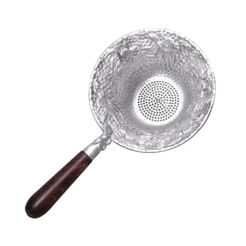 Pure Tin Tea Drain Handmade Hammer Embossed Anti-oxidation Tea Filter Kung Fu Tea Set Accessories Tea Drain Tea Strainers