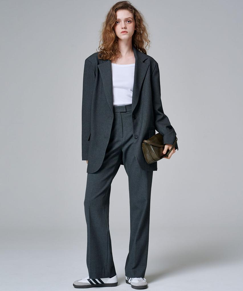 MALOUPE 2115 Stretch Semi-Wide Pants (Dark Gray)