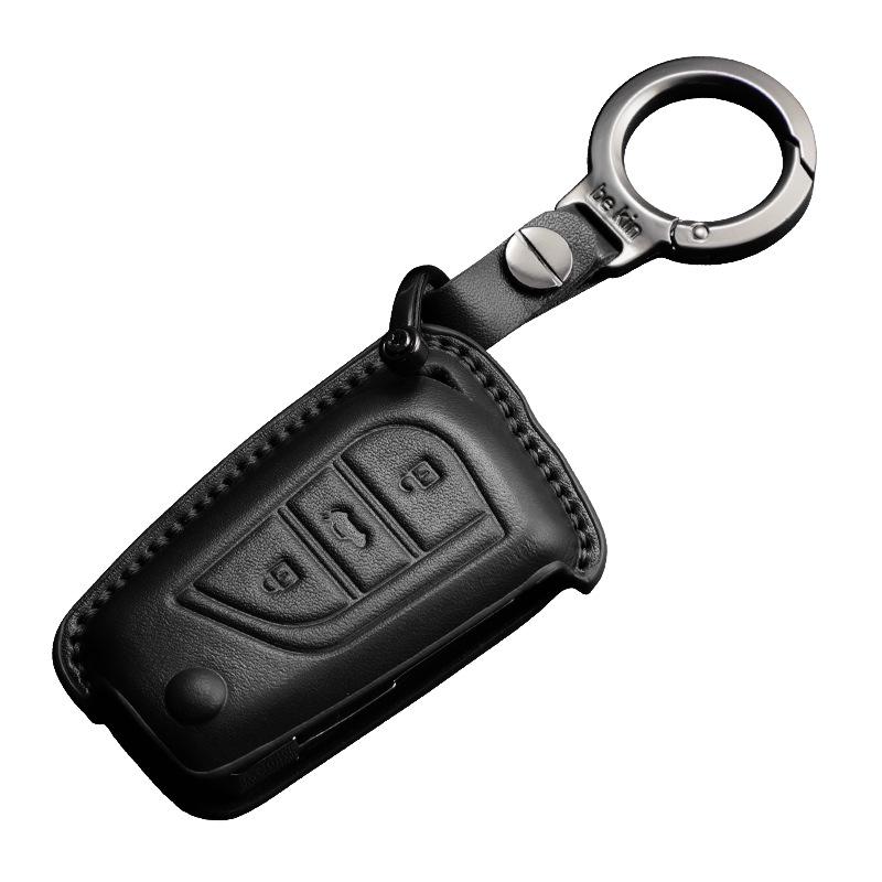 Genuine Leather Folding Key Case for Toyota Corolla, RAV4, Levin, Highlander, Reiz, and Fenglanda.