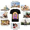 Cute Guitar Playing Frog Print T-Shirt, Casual Loose Top with Mushroom Snail Pattern for Men and Women Pure cotton T-shirt