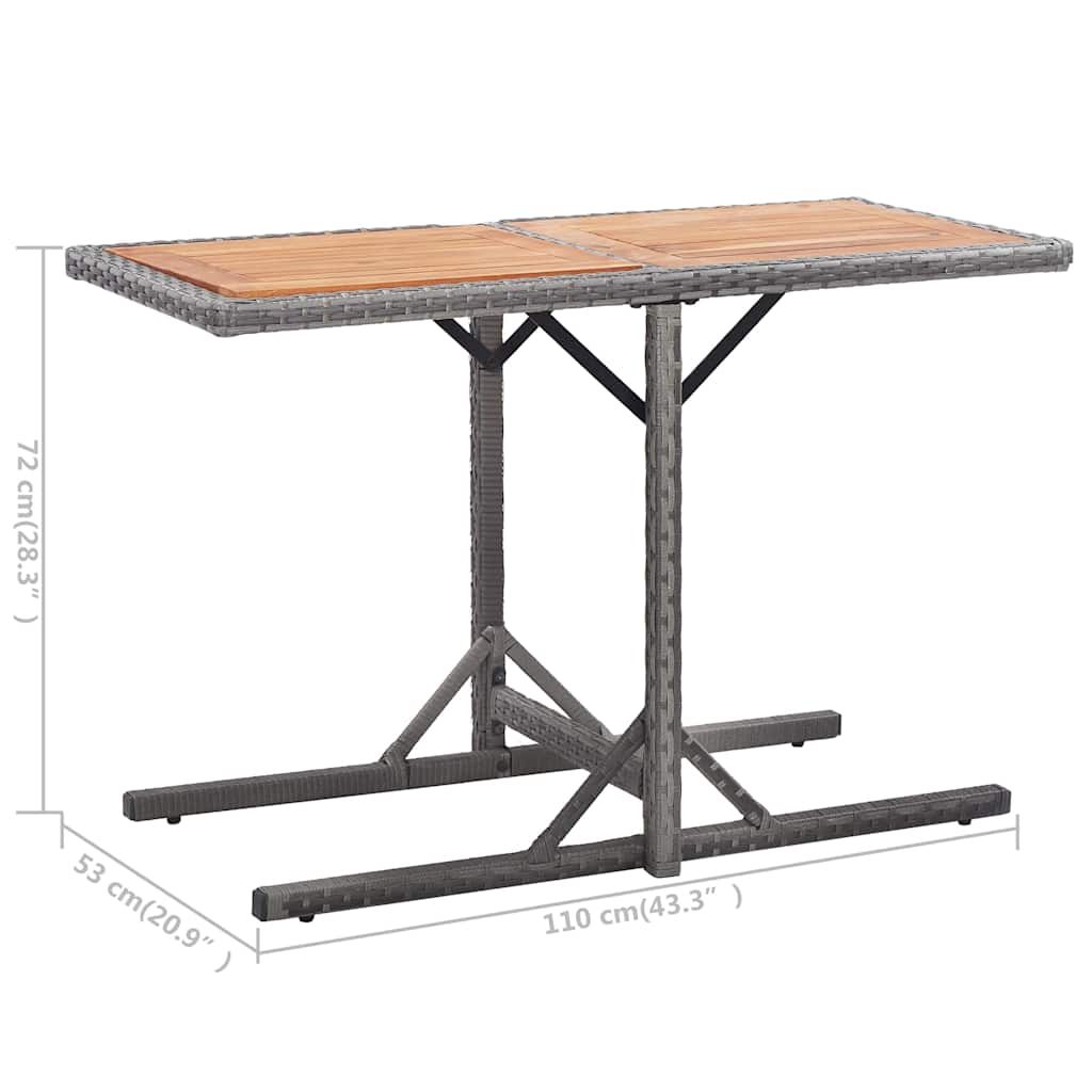 vidaXL Gartentisch Anthrazit Poly Rattan und Massivholz Akazie