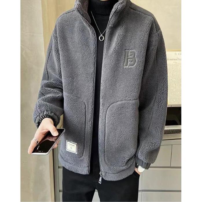 Men's Fleece-Lined and Thickened Cotton Coat Fall Winter Trendy Overcoat Loose Fitting Hooded Warm Weather Jacket