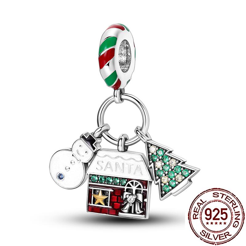 Novos Berloques de Cobre de Natal Papai Noel Berloques para Pulseira Corrente Cobra Colar Feminino Joias Diy