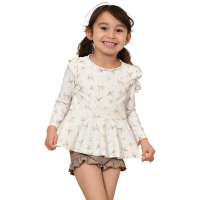 AMUSA Lily of the Valley Print Rash Guard Swimsuit, Two-Piece Set for Kids and Babies, Girls (Size 130, Pink) Ak2216