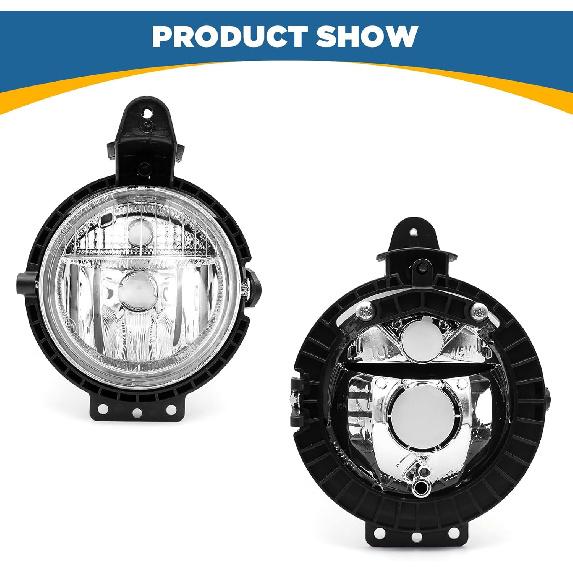 TOPUS Pair Fog Lights for 2007-2015 Mini Cooper R55 R56 R57 R58 R59 Mini Clubman 2006-2013 Front Bumper Fog Lamp W/O bulbs Left & Right Side Clear