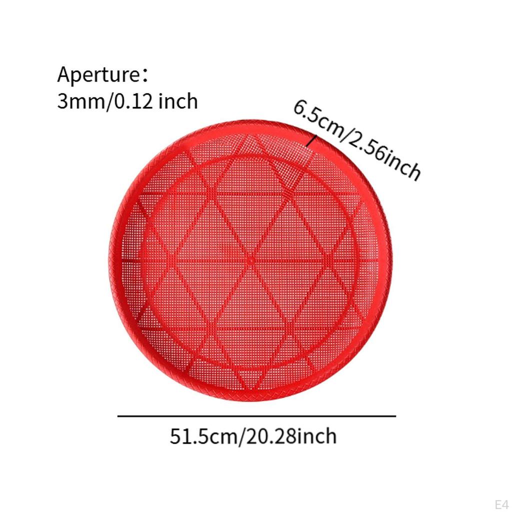 Red Round Sieve Drying Fine Mesh Practical Easy Clean Food Rack Fish Grains for