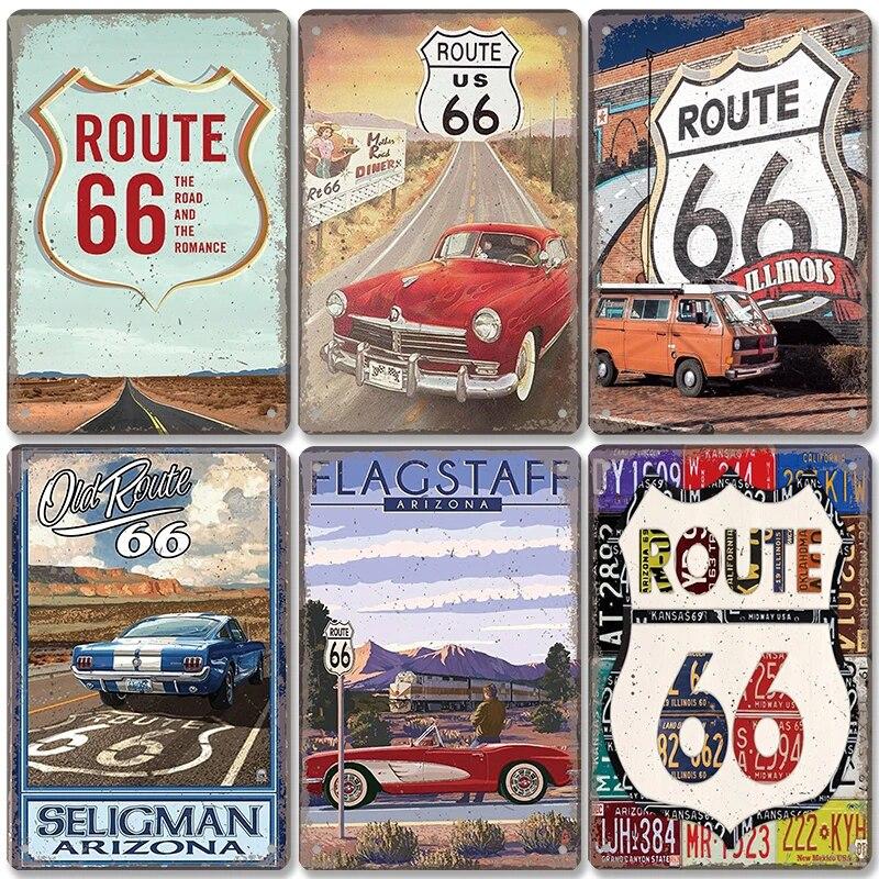 

Route 66 плакат винтажный металлический жестяной знак ретро дорожные знаки автомобиль металлическая доска Настенный декор для гаража, бара, паба, клуба, заправочной станции