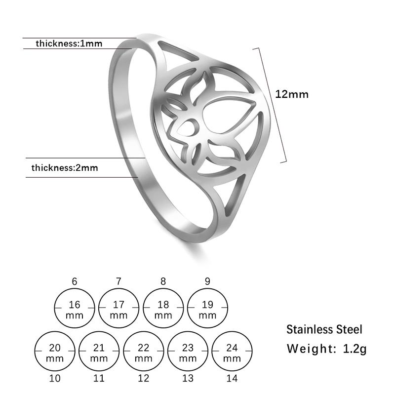 LIKGREAT Elegant Lotus Ring for Women Stainless Steel Amulet Vintage Wedding Finger Rings Jewelry Valentine's Day Gift Wholesale