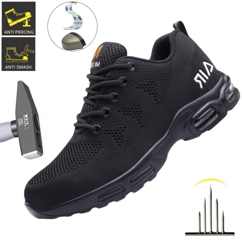 Safety Footwear Men Work Boots Lightweight Air Cushion Sneakers Puncture-Proof Work Shoes Indestructible Male Steel Toe Shoes