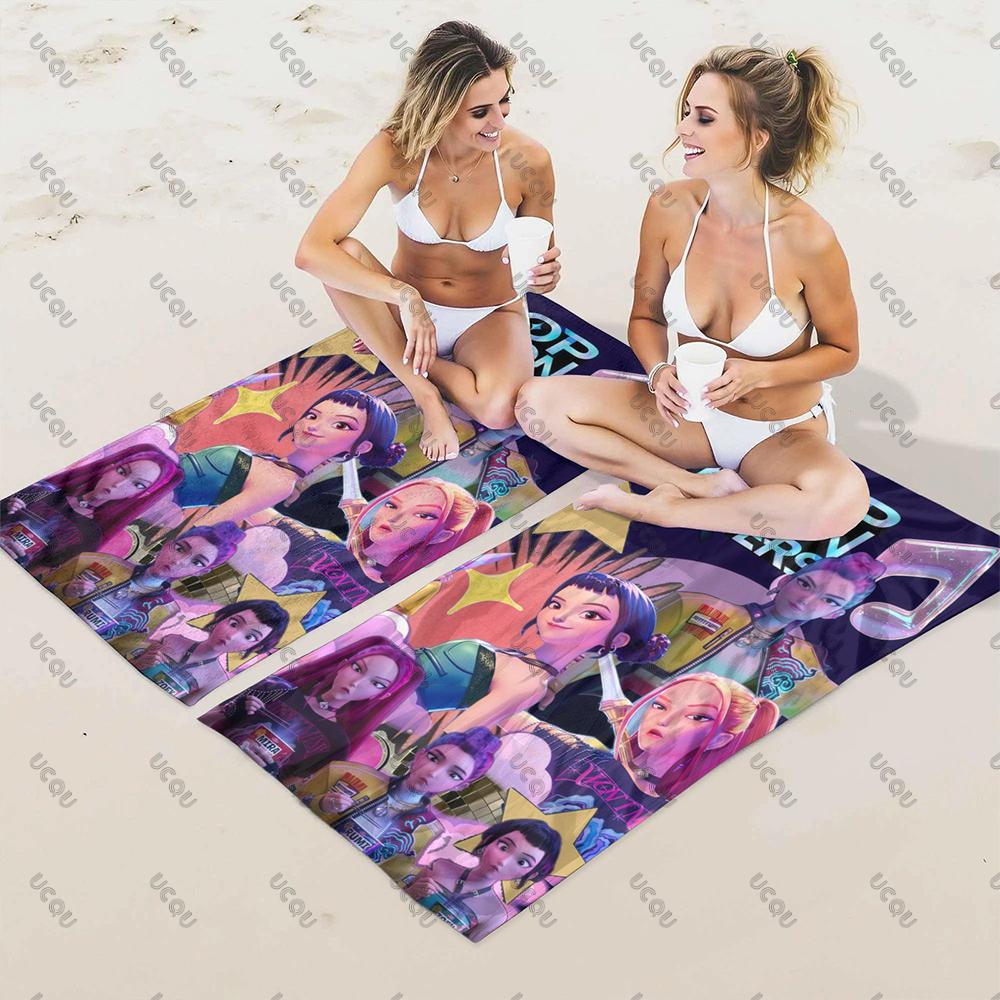 KPop Demon Hunters Birthday Swimming Towels Bath Outdoor Music Lover Beach Towel Quick Drying Gift Women Girl Kids Boys Fans