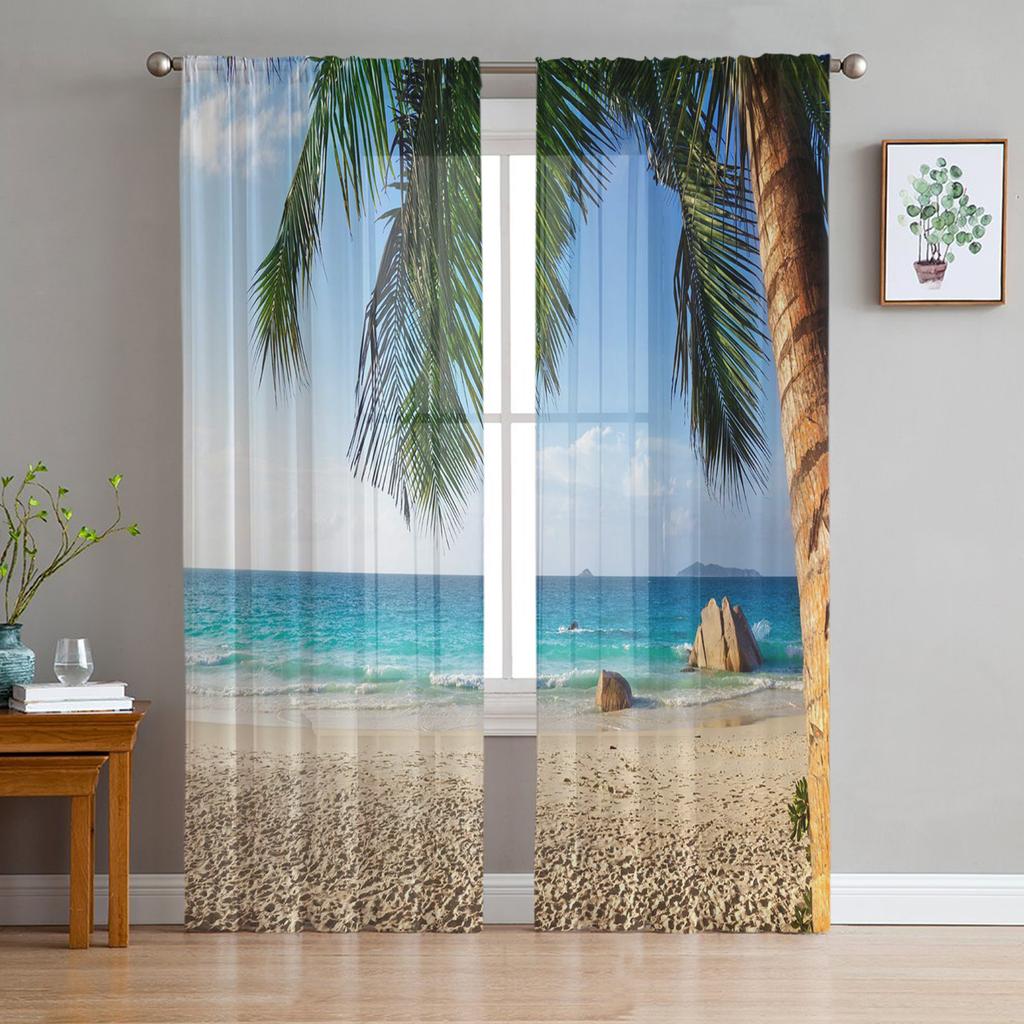 Window Openings Rocks Seaside Views White Tulle Curtains For Living Room Bedroom Space Space Children Room Kitchen Area Window Decor Sheer Voile