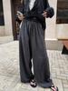 Superniniyy Wrinkled Texture Drawstring Wide-Leg Casual Pants for Women