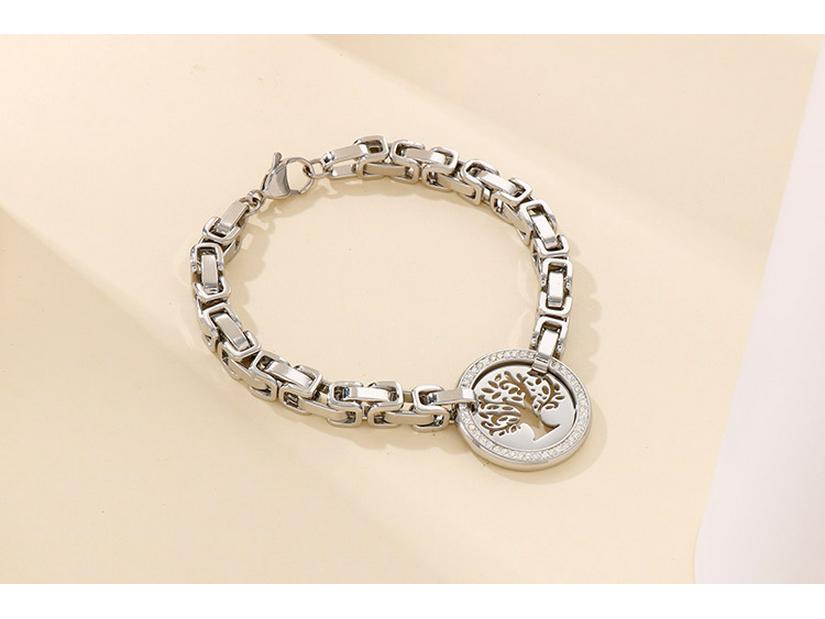 Kalen European-American Tree of Life Titanium Steel Diamond Bracelet for Women
