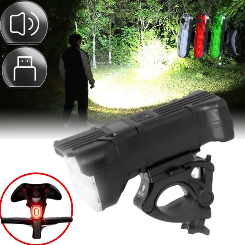 Mountain Lights Bike Usb Rechargeable Bicycle Torch Front Rear Lamp Led Set