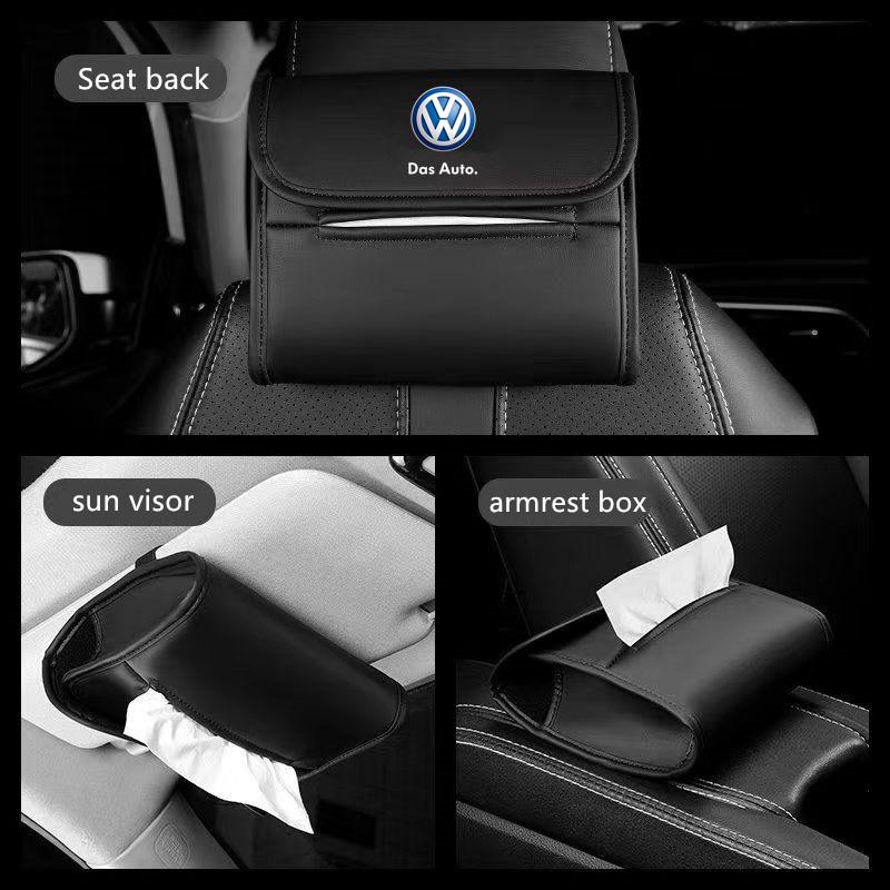 For VOLKSWAGEN VW New For VW Volkswagen Jetta Golf Beetle CC GTI Polo Passat PU Leather Car Tissue Box Paper Towel Bag Hanging S