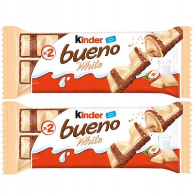 Kinder Bueno White Wafer In White Chocolate with a Milky-nut Filling 39 G (2 Pieces) X 2 Pieces