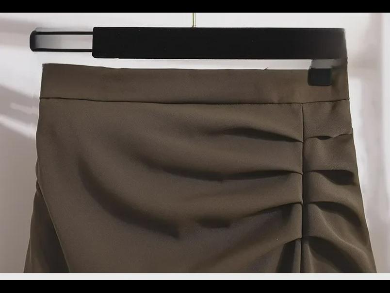 Hochwertiger schwarzer Schlitzrock für Damen – mittellang, hohe Taille, schmale Passform für Frühling und Herbst 2024