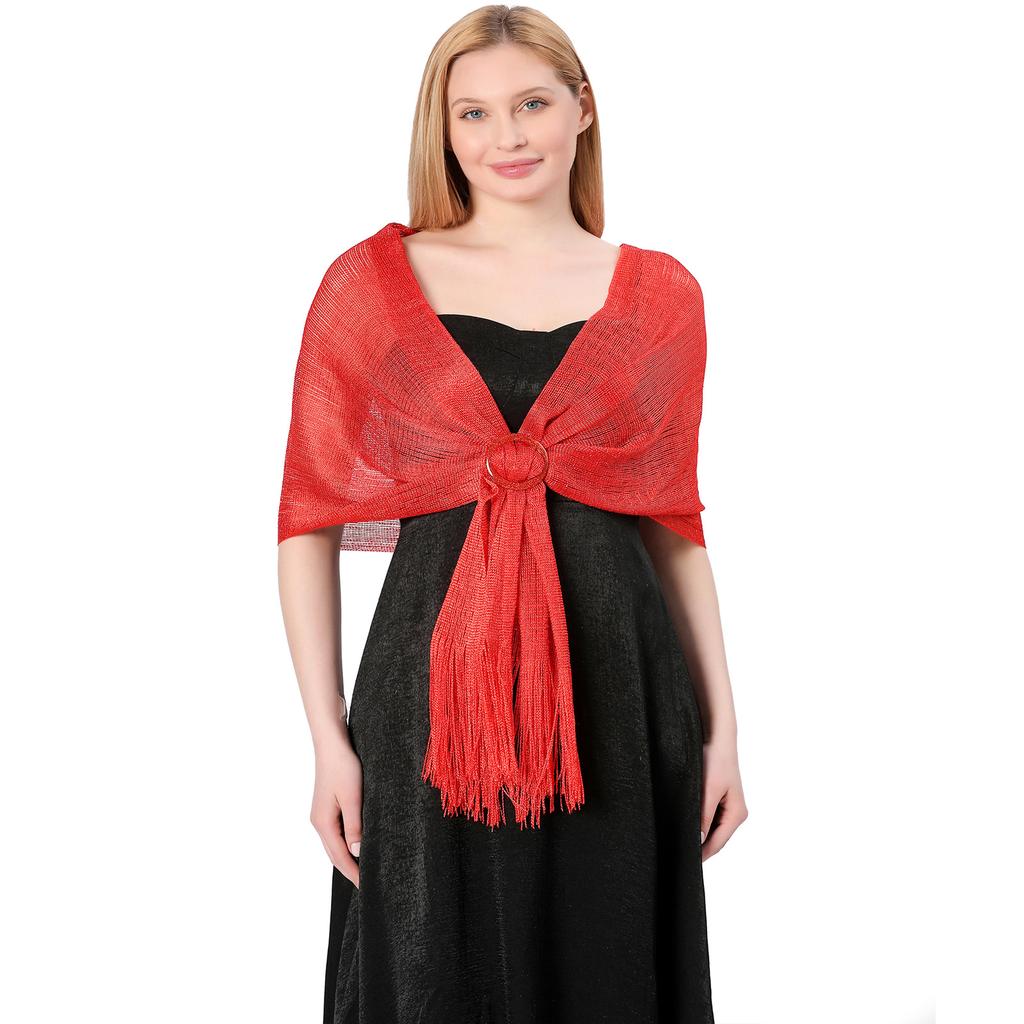 Sparkling Metallic Scarf With Buckle Women'S Evening Party Shawl Gold Silver Shiny Shawls For Bridal Bridesmaid Wedding Wraps