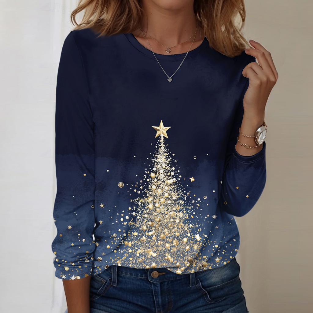 Long Sleeve Shirts For Women Cute Print Graphic Tees Blouses Casual Plus Size Basic Tops Pullover