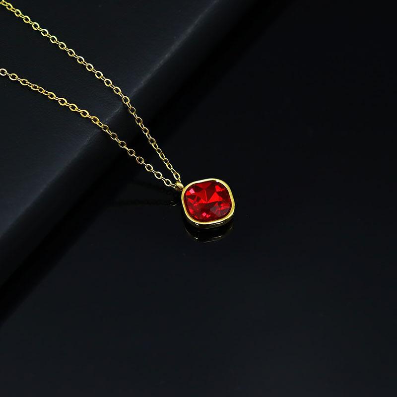 Stainless Steel Color Zircon Pendant Zircon Necklace Stylish Simple Men'S And Women'S Titanium Steel Clavicle Chain