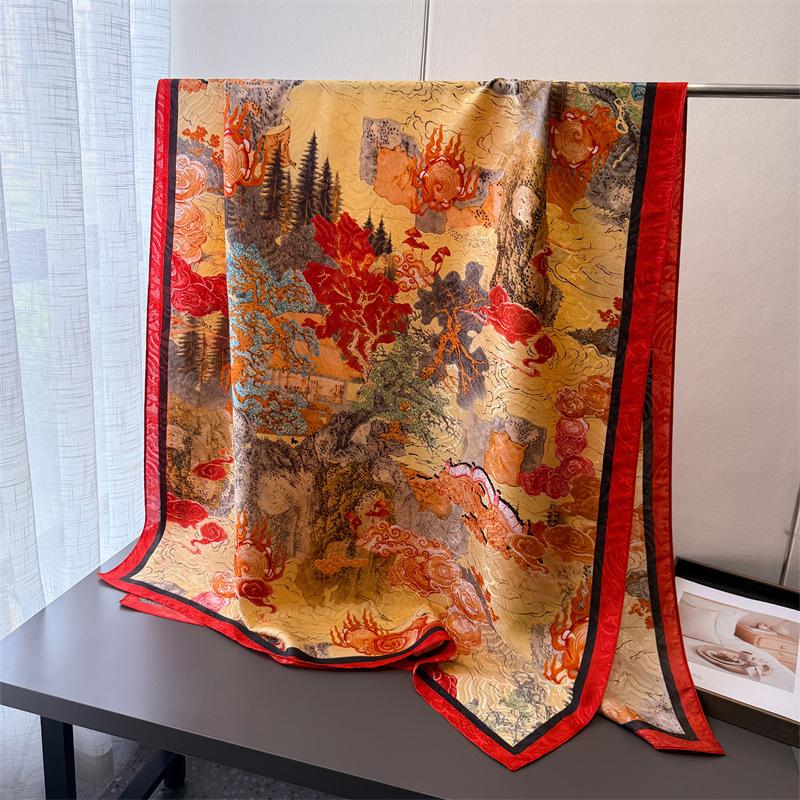 Jinzhi Cuiyun Printed Fragrant Cloud Yarn Spring And Summer Silk Scarf Large Long Scarf Travel Shawl Sunscreen Women'S Scarf Headscarf