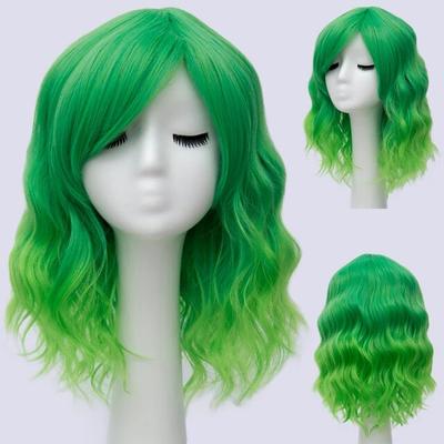 Short Bob Cosplay Wig for Women Synthetic Green Hair New Style Natural Supple Summer Heat Resistant Wig With Side Bangs