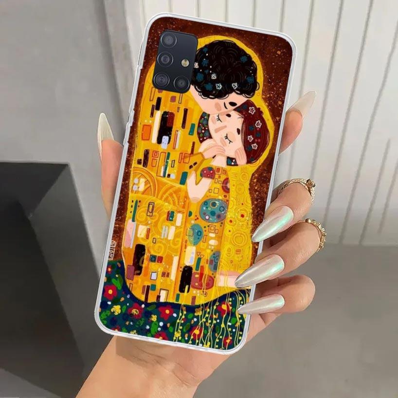 Kiss by Gustav Klimt Desig Phone Case for Samsung Galaxy A52 A32 A22 A12 A02S A50S A30S A10S Note 20 Ultra 10 Plus S10 A31 A20 A