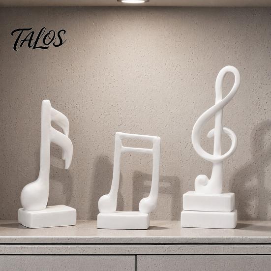 Talos 3Pcs Minimalist Music Note Resin Sculpture, Treble Clef & Eighth Quarter Desk Decor for Piano Room Living Room, Matte Art Collectible, Creative