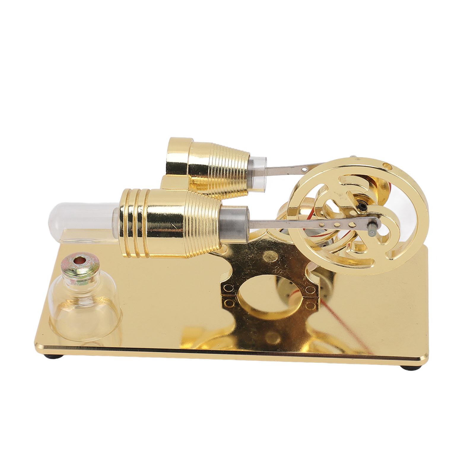 Sterling Engine Model with LED Bulb and Flywheel Stirling Engine Motor Model Educational Toy Electricity Power Generator