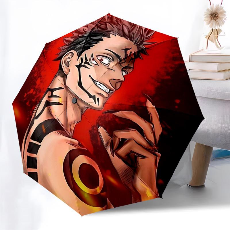

1pc Jujutsu Kaisen Satoru Gojo Inspired Umbrella - Auto Open Close, Portable 3-Fold Design, 8-Bone Iron Frame Outdoor Umbrella, Perfect Gift for Fans,